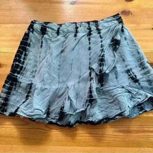 SIM & SAM womens black tie dye mock wrap skirt size Small